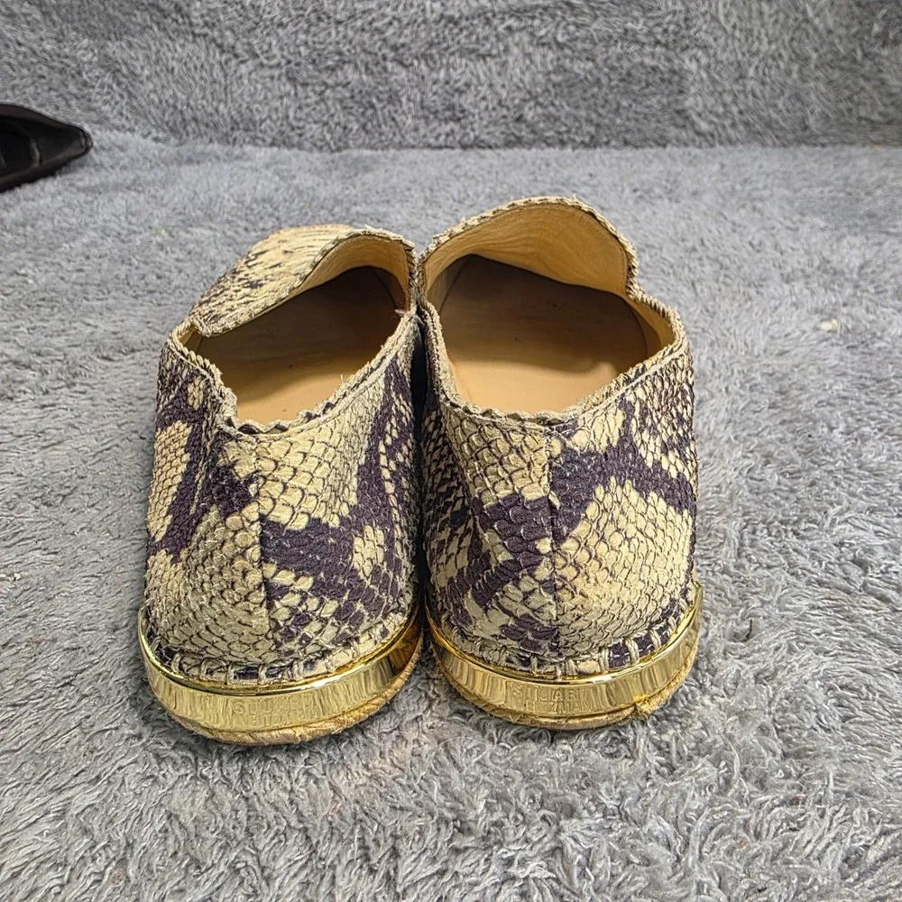 Stuart Weitzman‎ Espadrille Loafer Snakeskin Embossed Leather Women 7.5 M